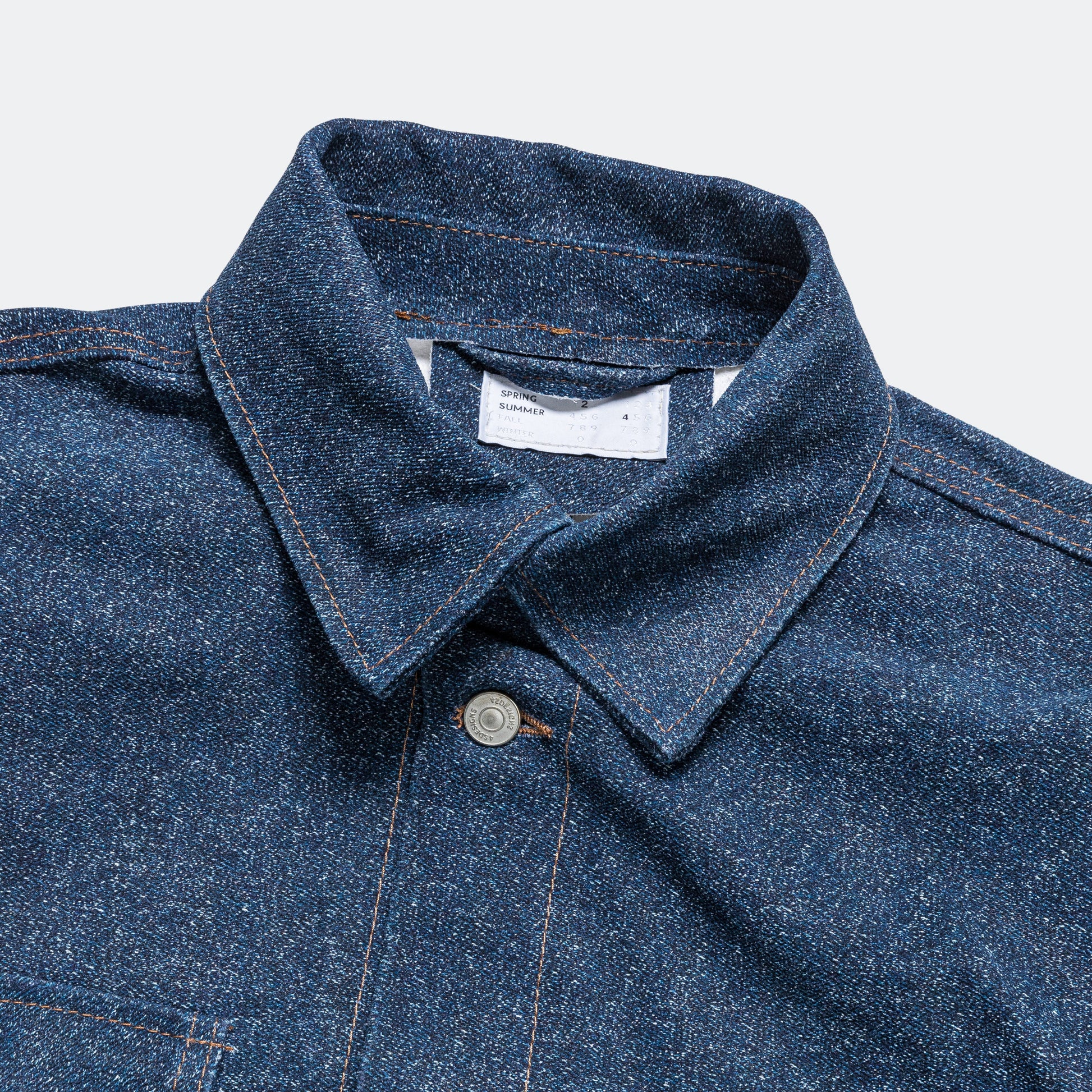 Leather Denim Utility Jacket - Tweed Effect Denim Printed Debossed Nubuck