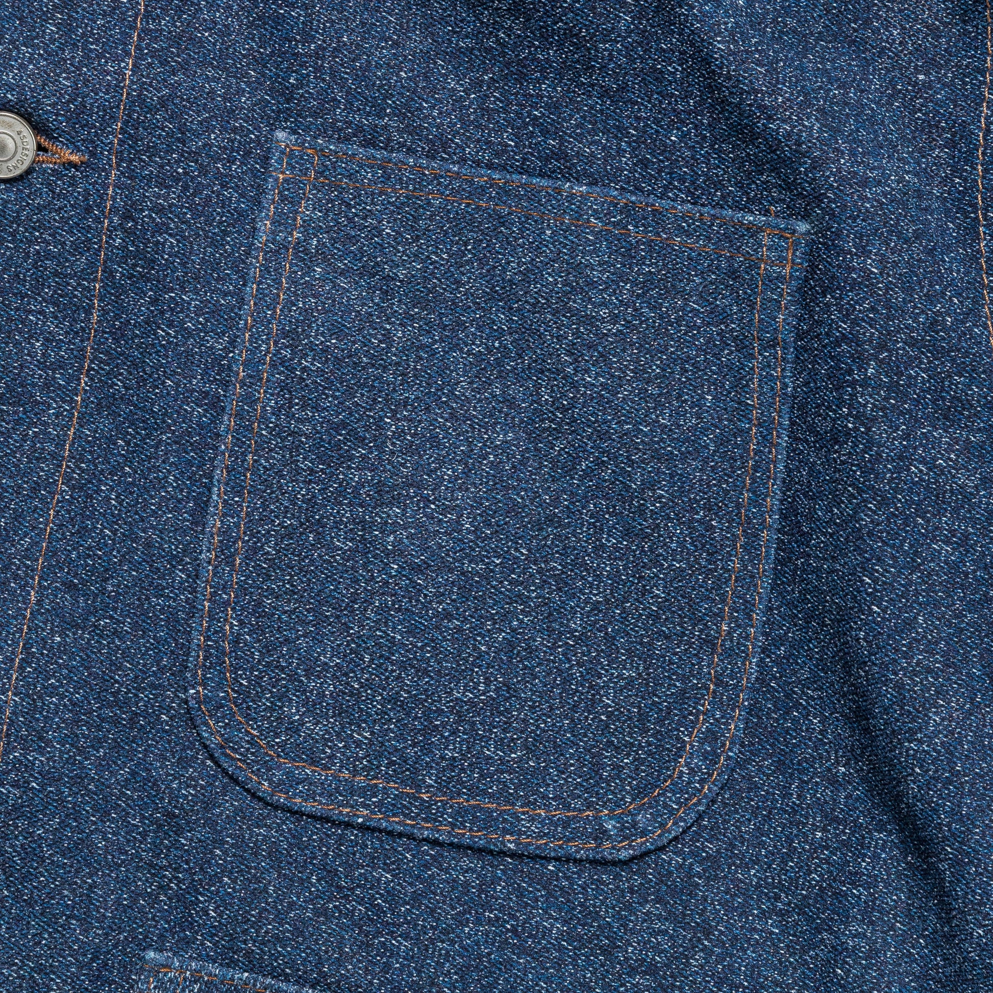 Leather Denim Utility Jacket - Tweed Effect Denim Printed Debossed Nubuck