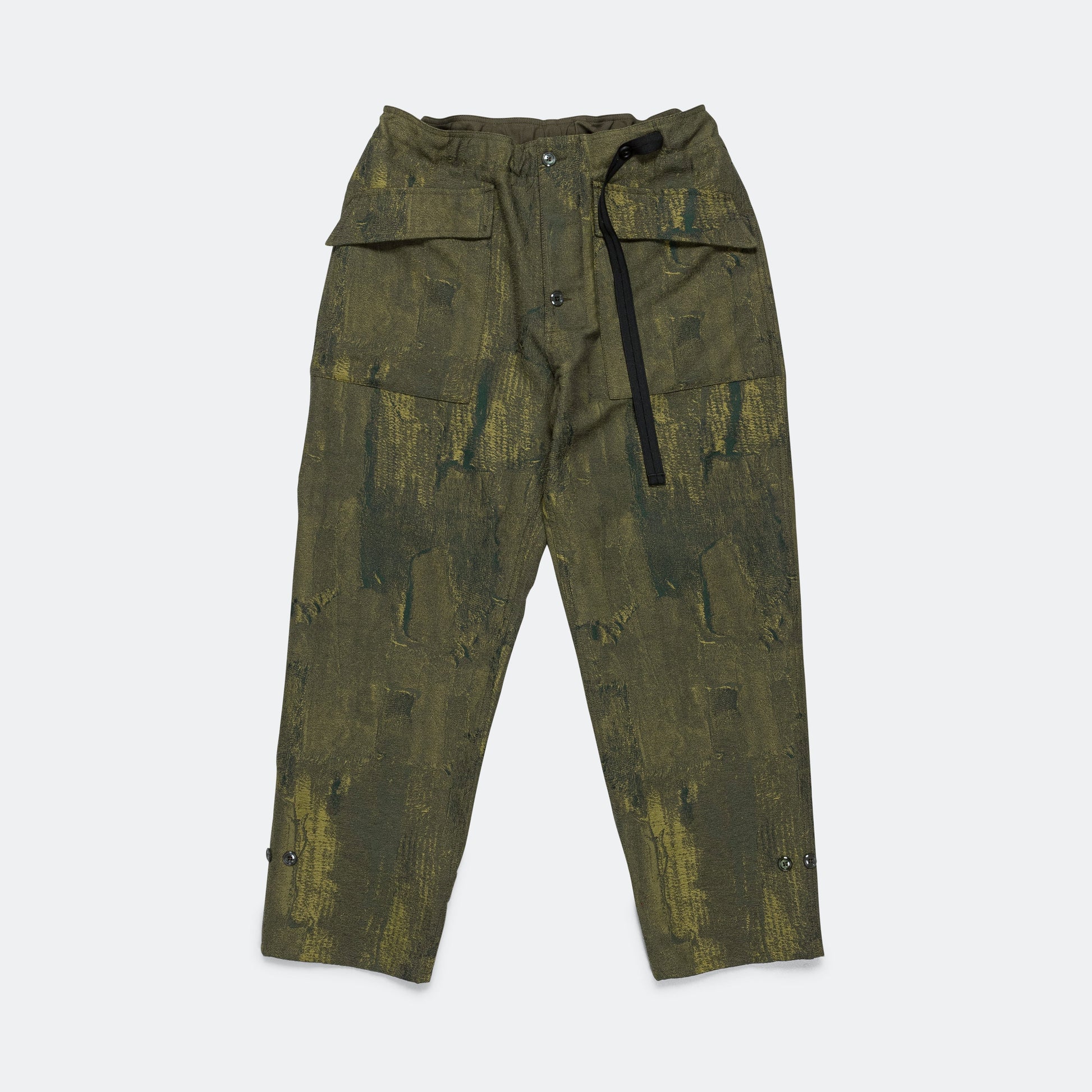 Mil Pant - Olive Brushstroke Cotton Damask