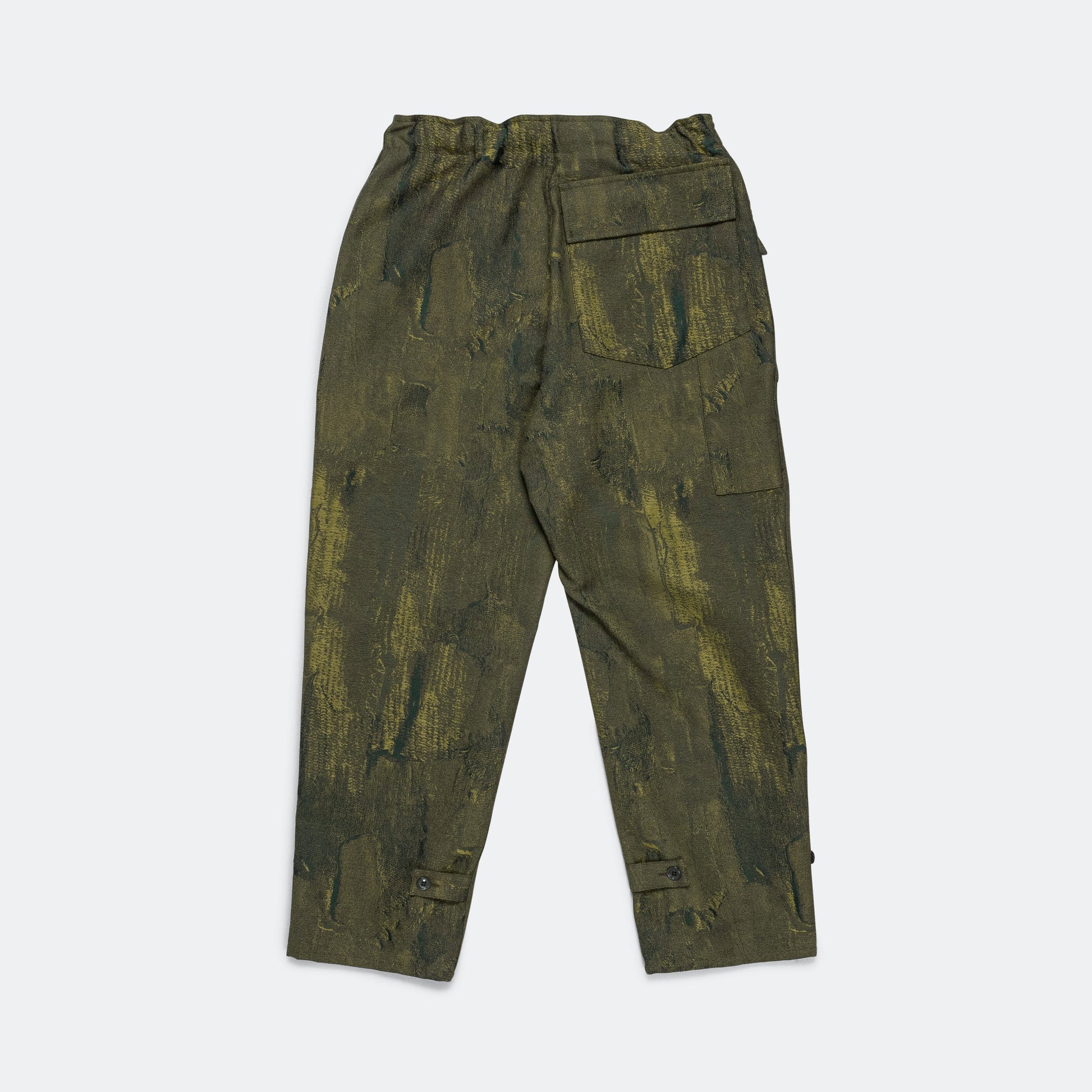 Mil Pant - Olive Brushstroke Cotton Damask