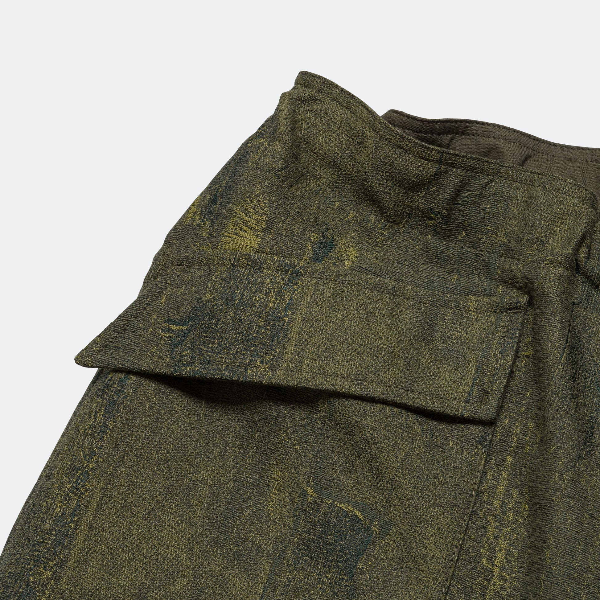 Mil Pant - Olive Brushstroke Cotton Damask