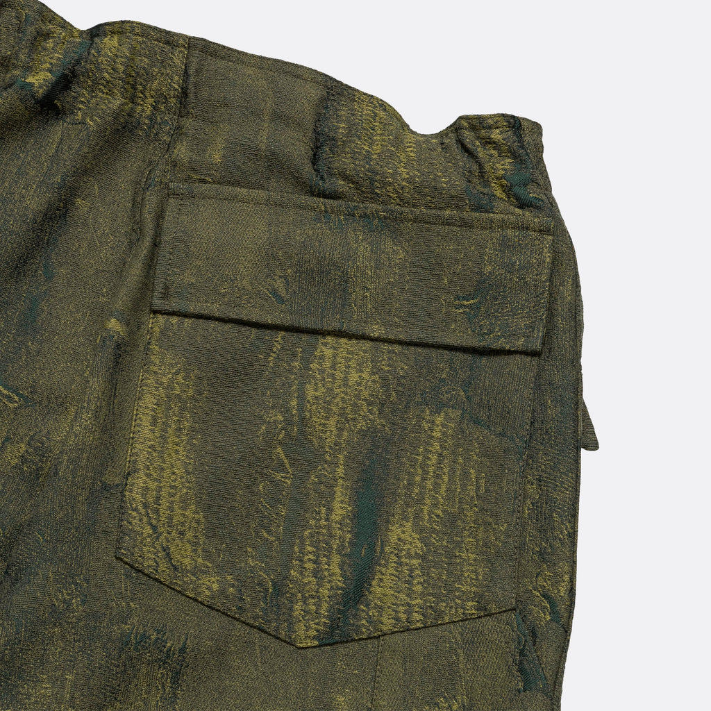 Mil Pant - Olive Brushstroke Cotton Damask