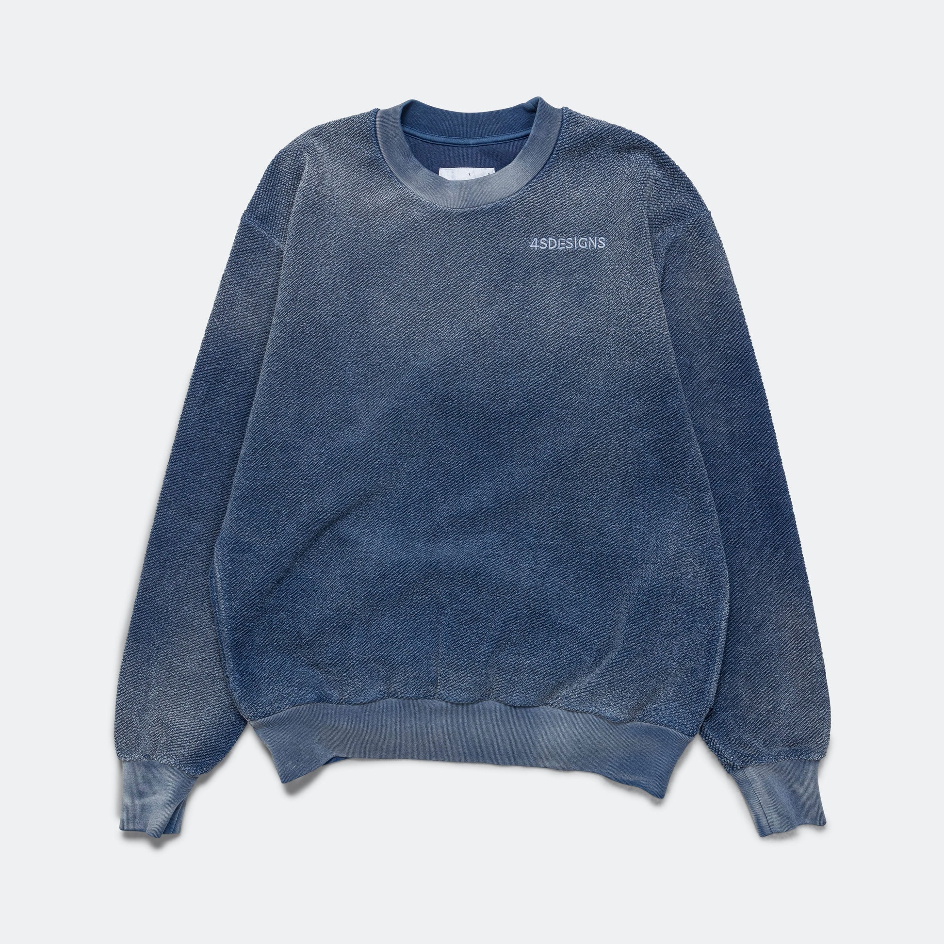 Reverse Fleece Crewneck - Blue Artisinal Tie-Dye