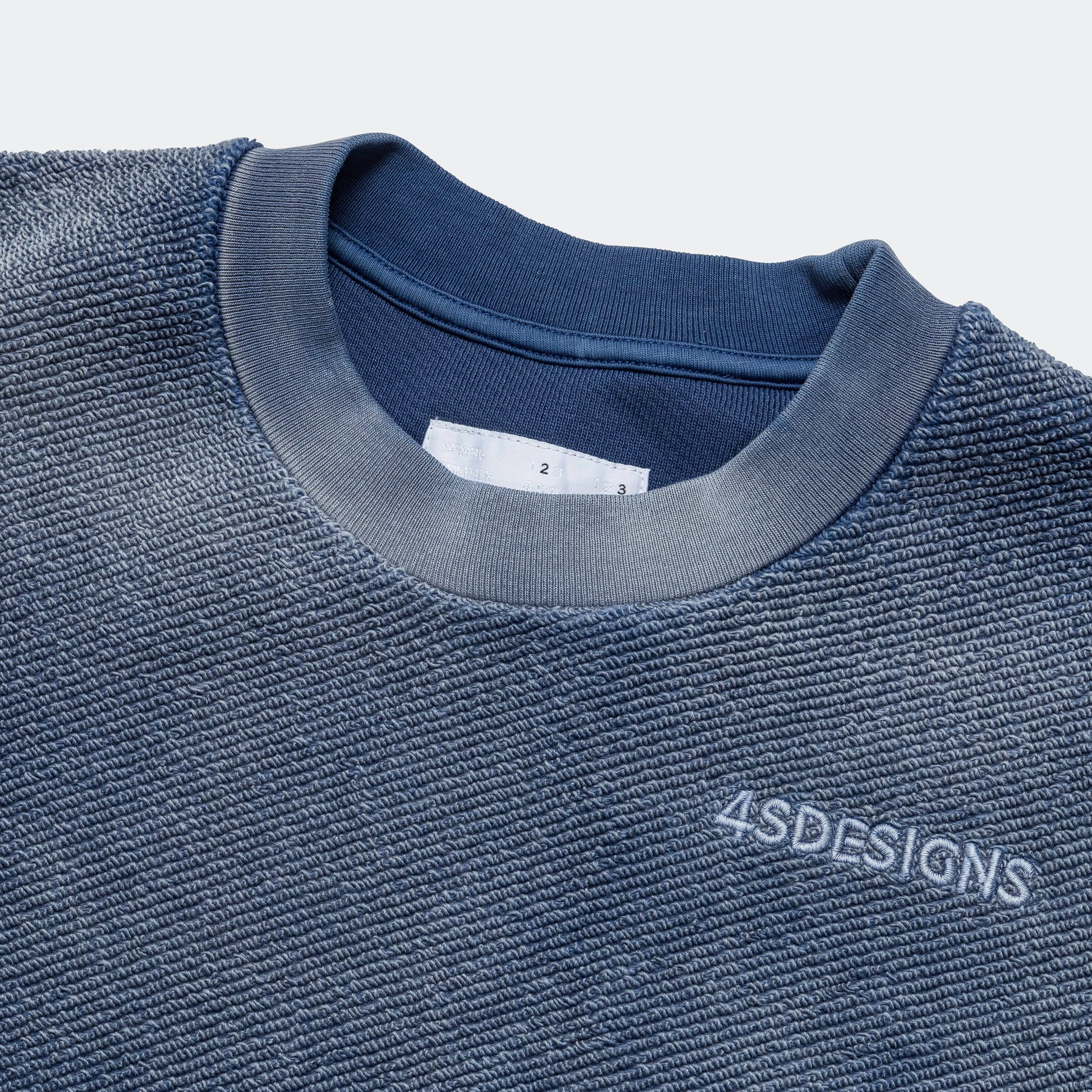 Reverse Fleece Crewneck - Blue Artisinal Tie-Dye