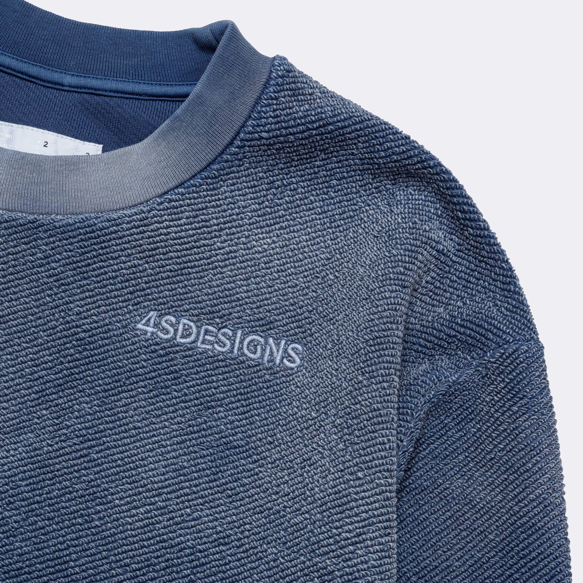 Reverse Fleece Crewneck - Blue Artisinal Tie-Dye