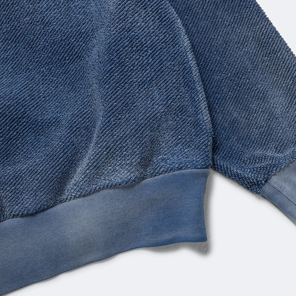 Reverse Fleece Crewneck - Blue Artisinal Tie-Dye