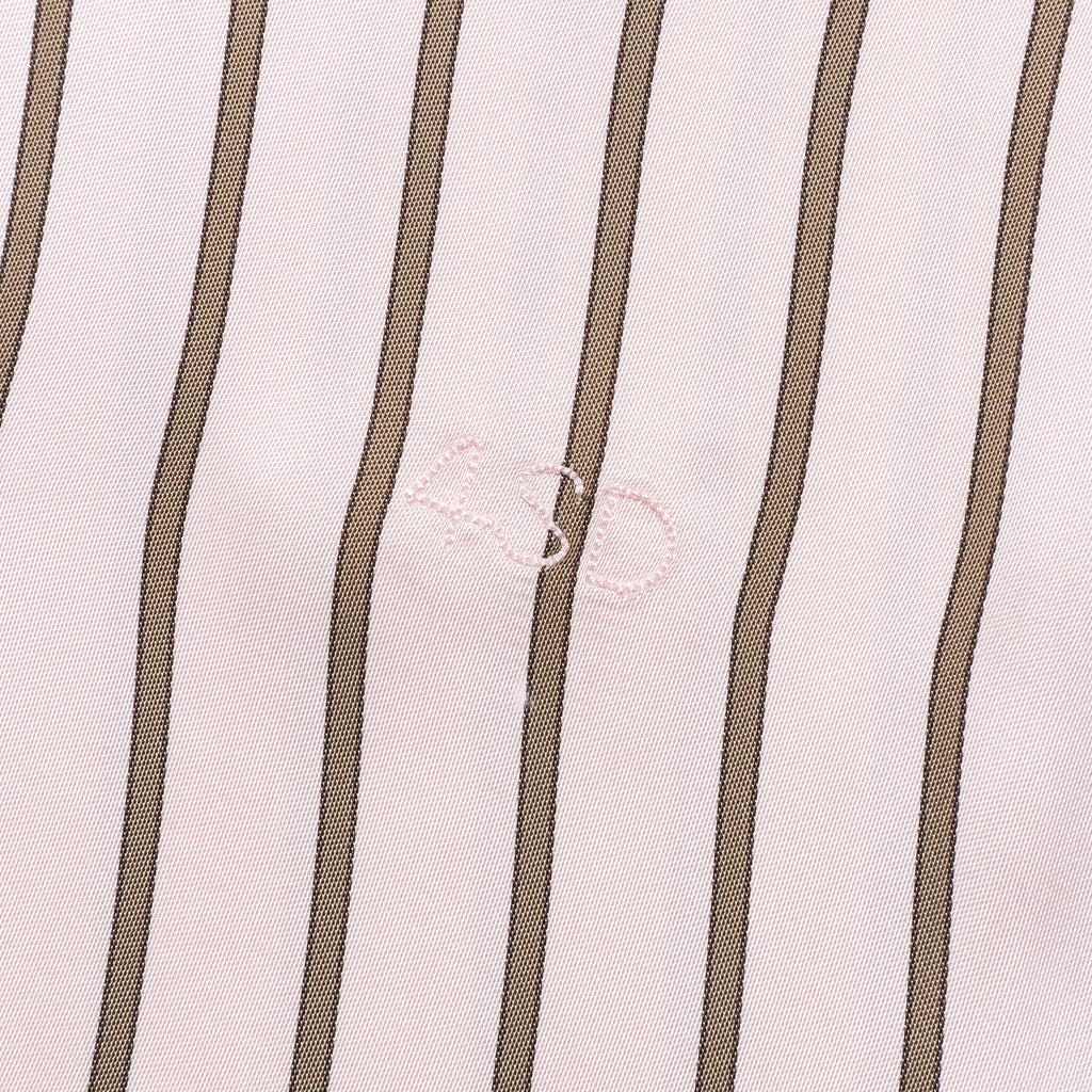 S/S Woven Polo - Pink Stripe 9oz Viscose