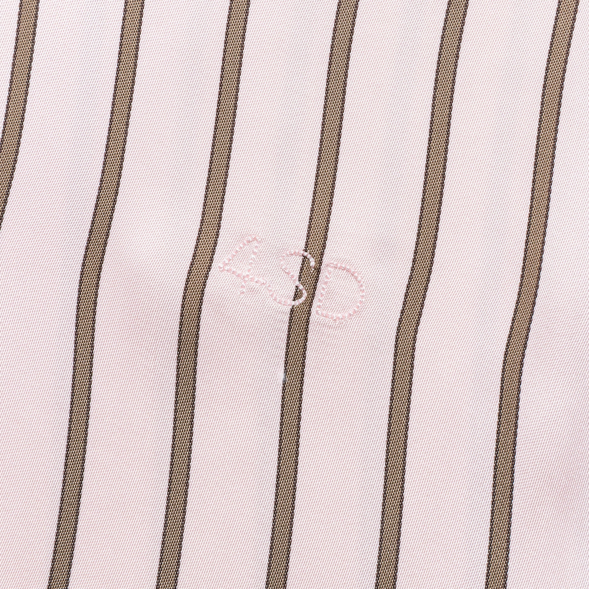 S/S Woven Polo - Pink Stripe 9oz Viscose