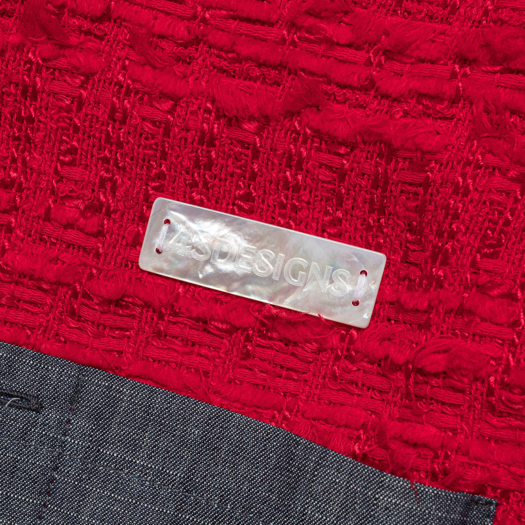 Utility Shirt - Red Tournier Fantasie Tweed w/Denim Collar