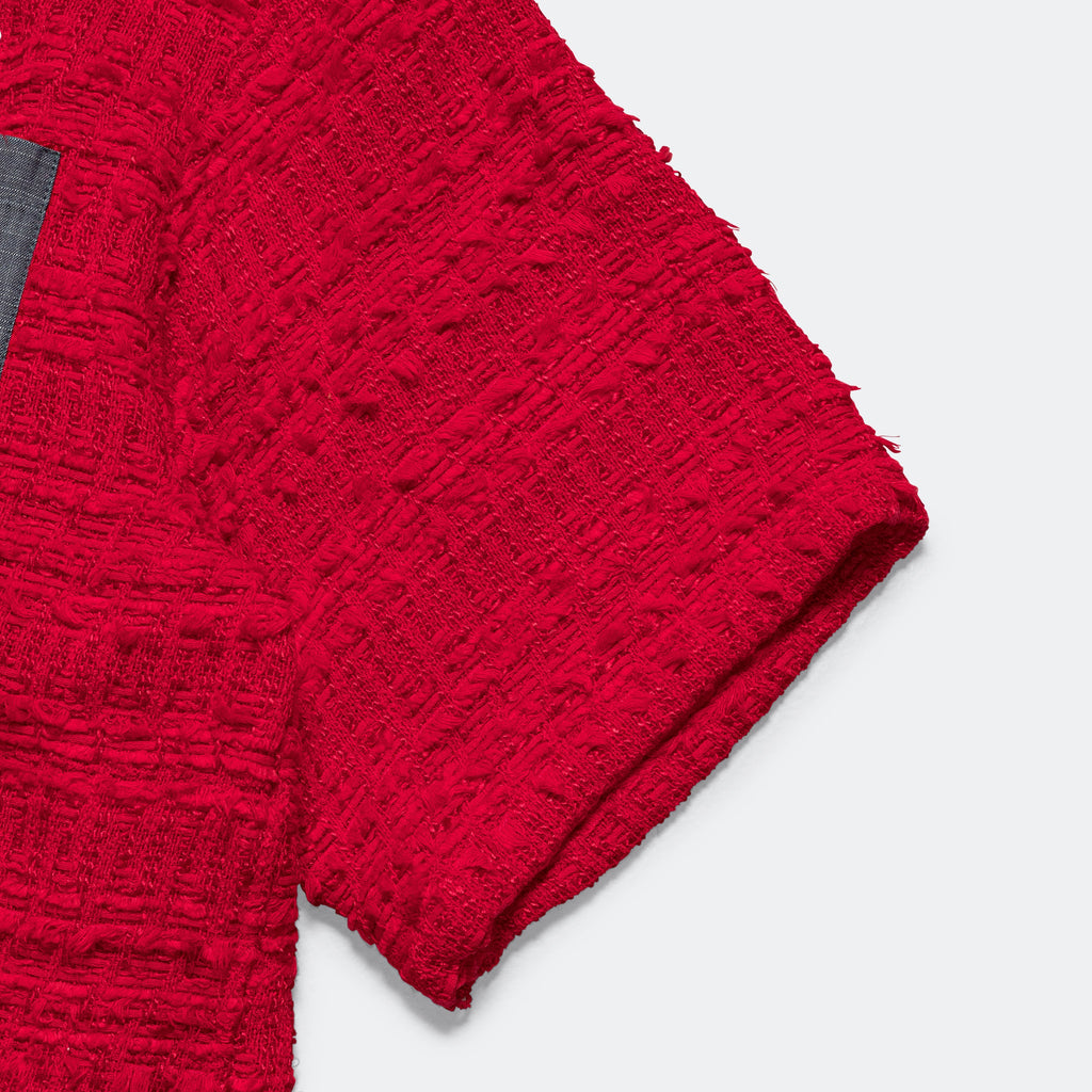 Utility Shirt - Red Tournier Fantasie Tweed w/Denim Collar