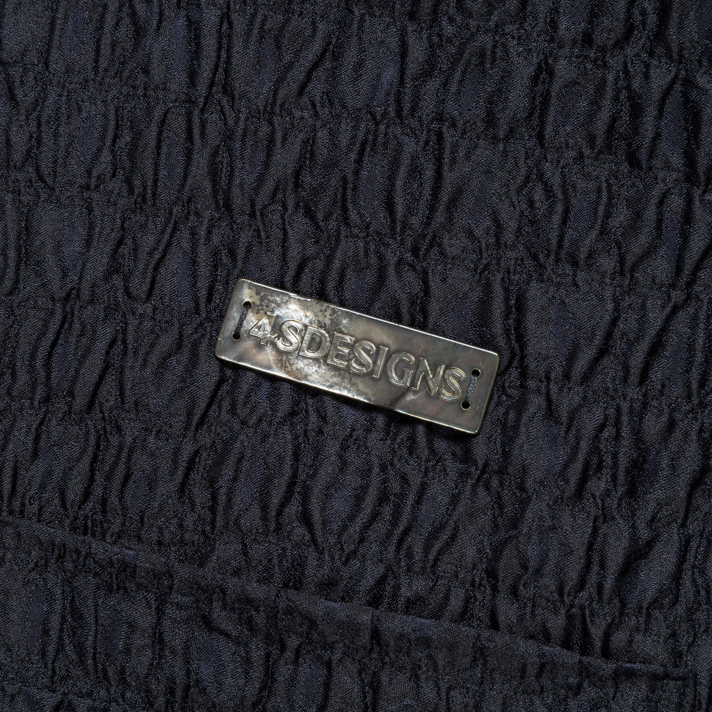 Wide Camp Shirt - Navy Silk/Poly Croc Jacquard Navy