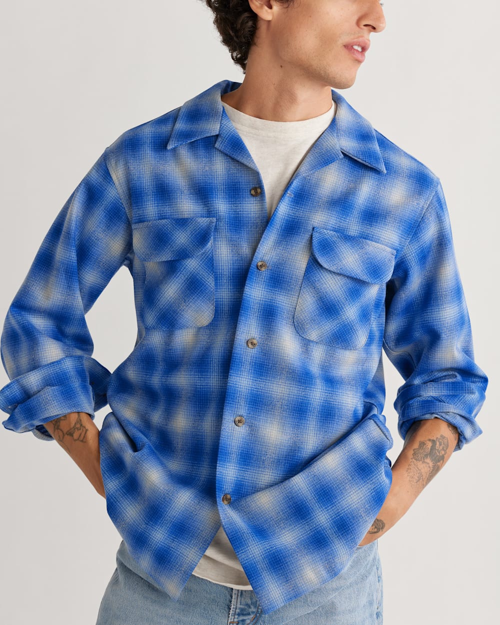 MEN'S PLAID BOARD SHIRT - Blue