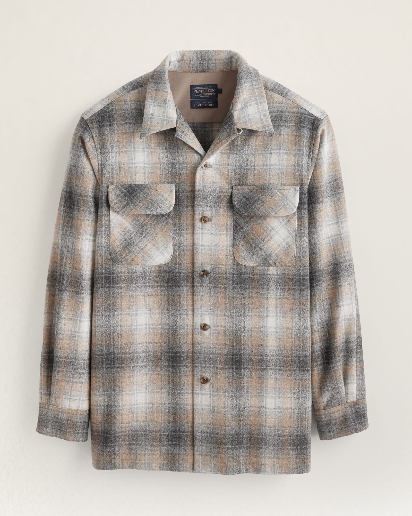 MEN'S PLAID BOARD SHIRT - Tan Grey