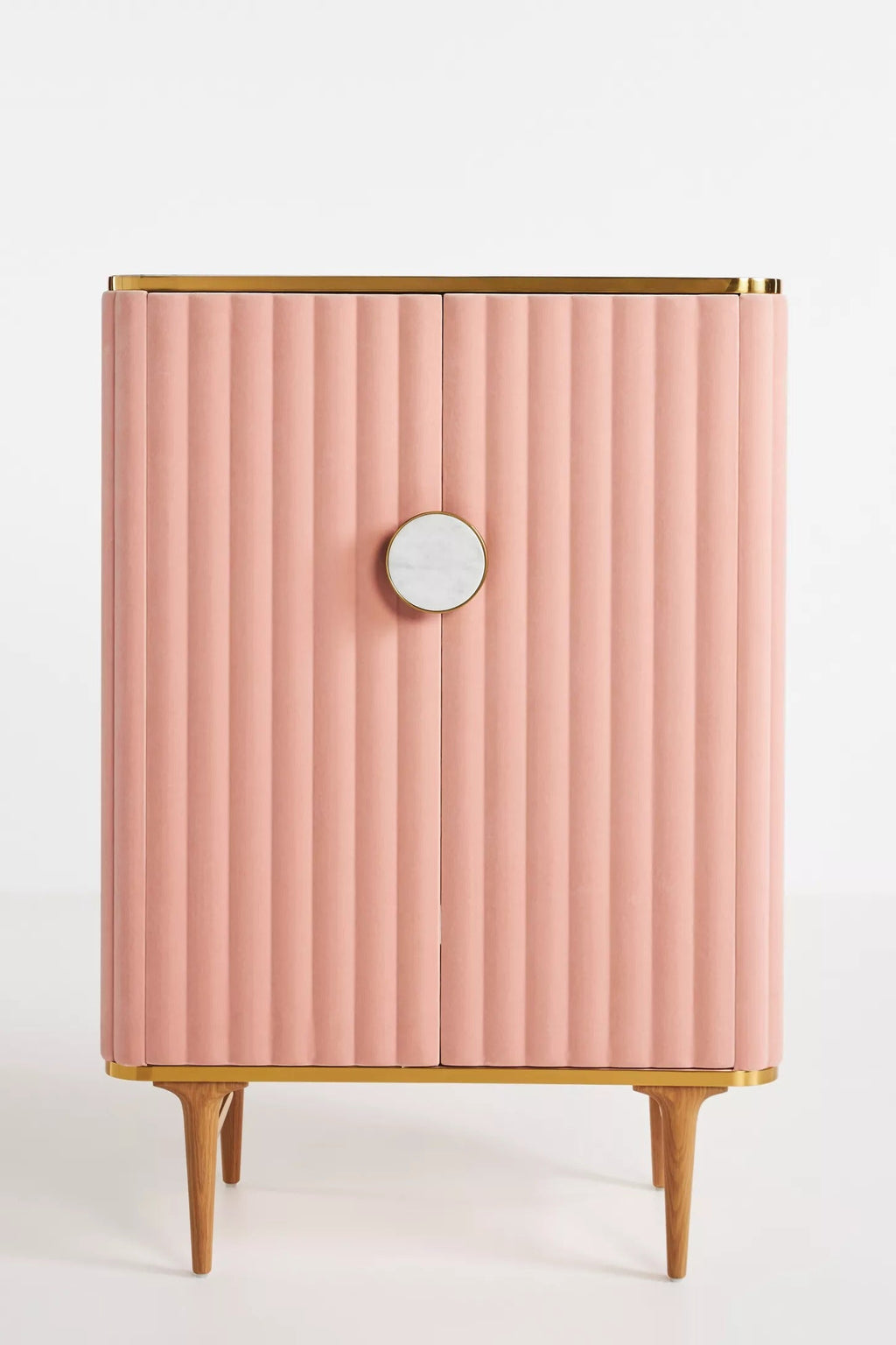 Juneau Velvet Bar Cabinet - Pink