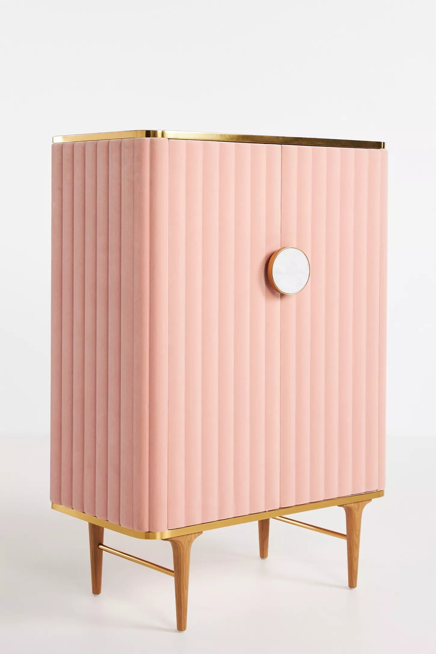 Juneau Velvet Bar Cabinet - Pink