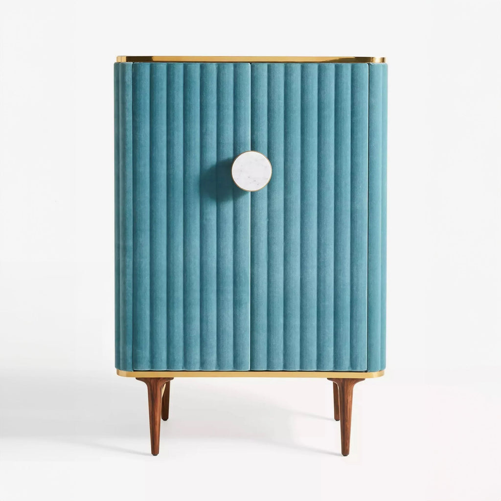 Juneau Velvet Bar Cabinet - Blue