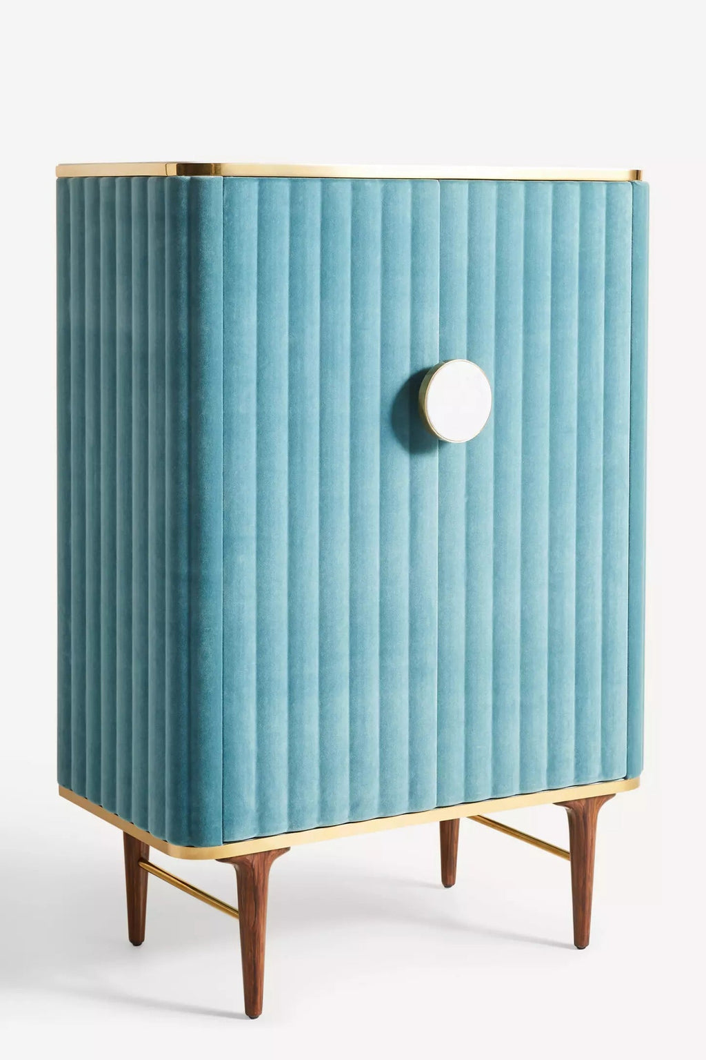 Juneau Velvet Bar Cabinet - Blue