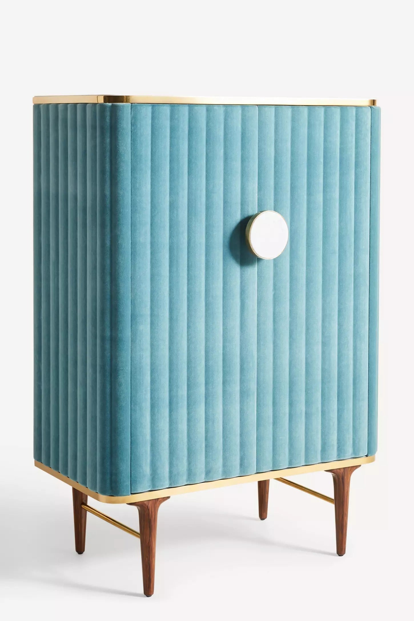 Juneau Velvet Bar Cabinet - Blue