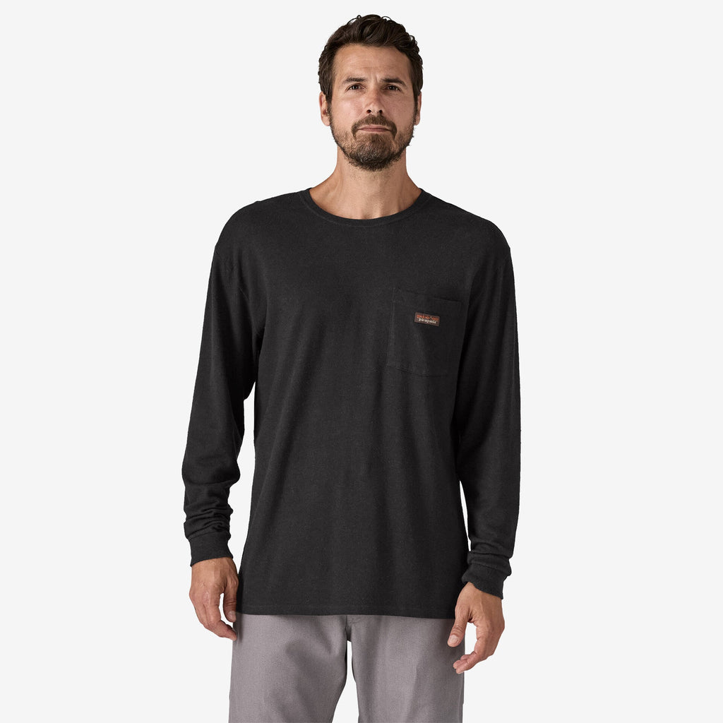 Men's Long-Sleeved Work Pocket T-Shirt - Black