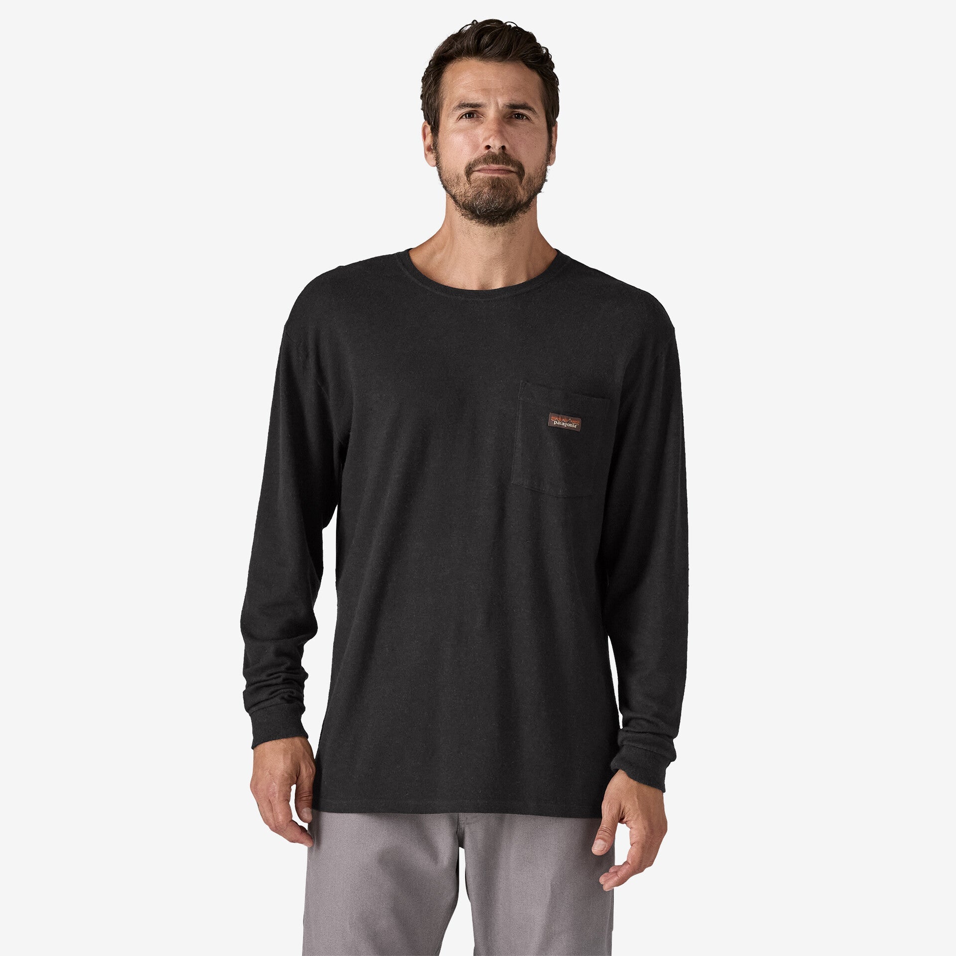Men's Long-Sleeved Work Pocket T-Shirt - Black