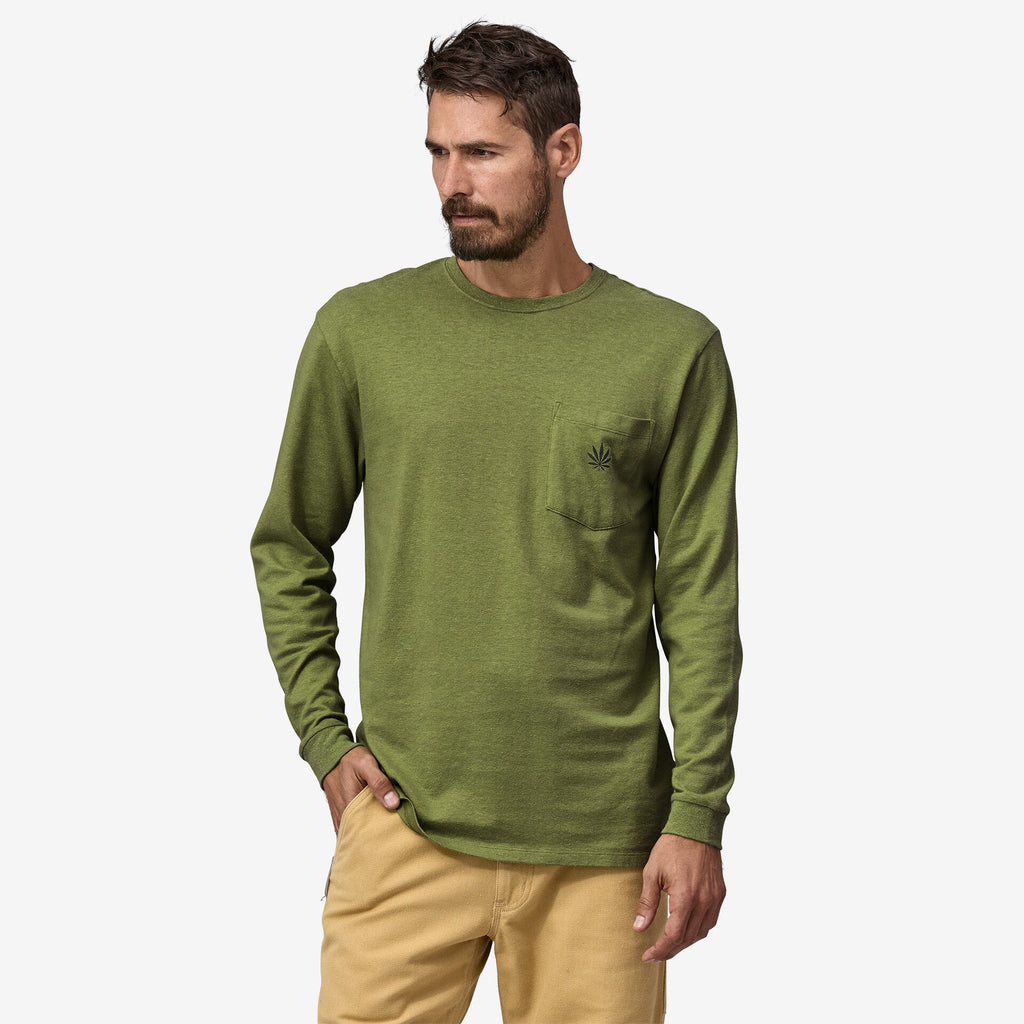 Men's Long-Sleeved Work Pocket T-Shirt - Light Moss