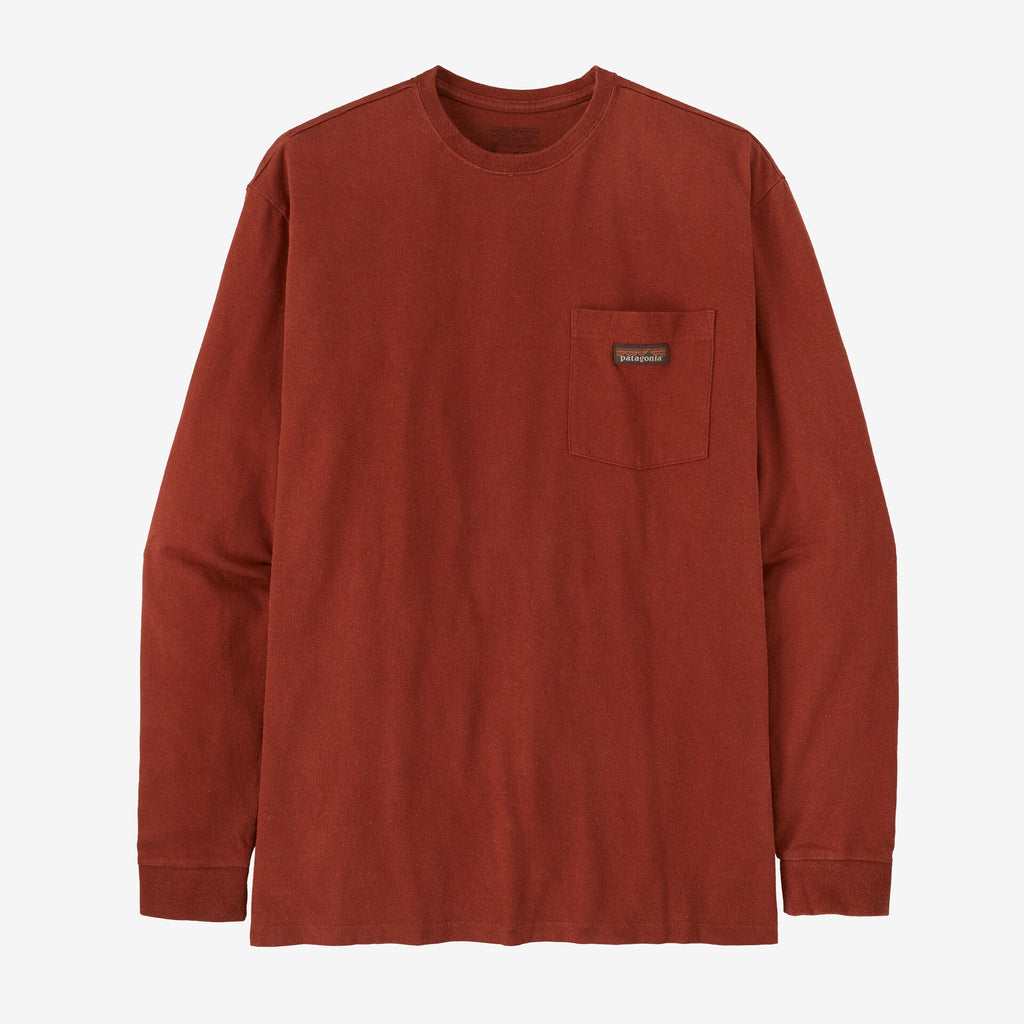 Men's Long-Sleeved Work Pocket T-Shirt - Maroon