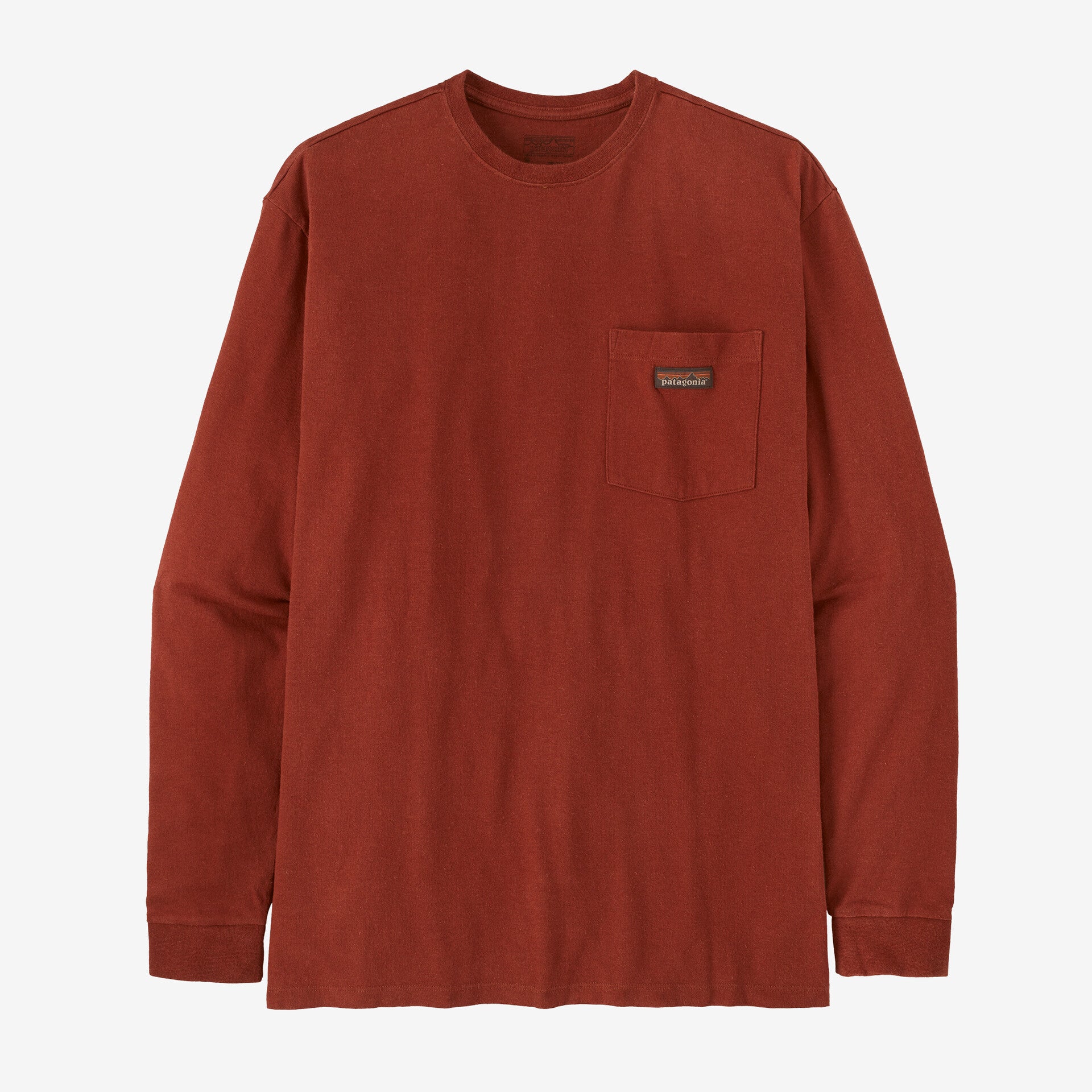 Men's Long-Sleeved Work Pocket T-Shirt - Maroon