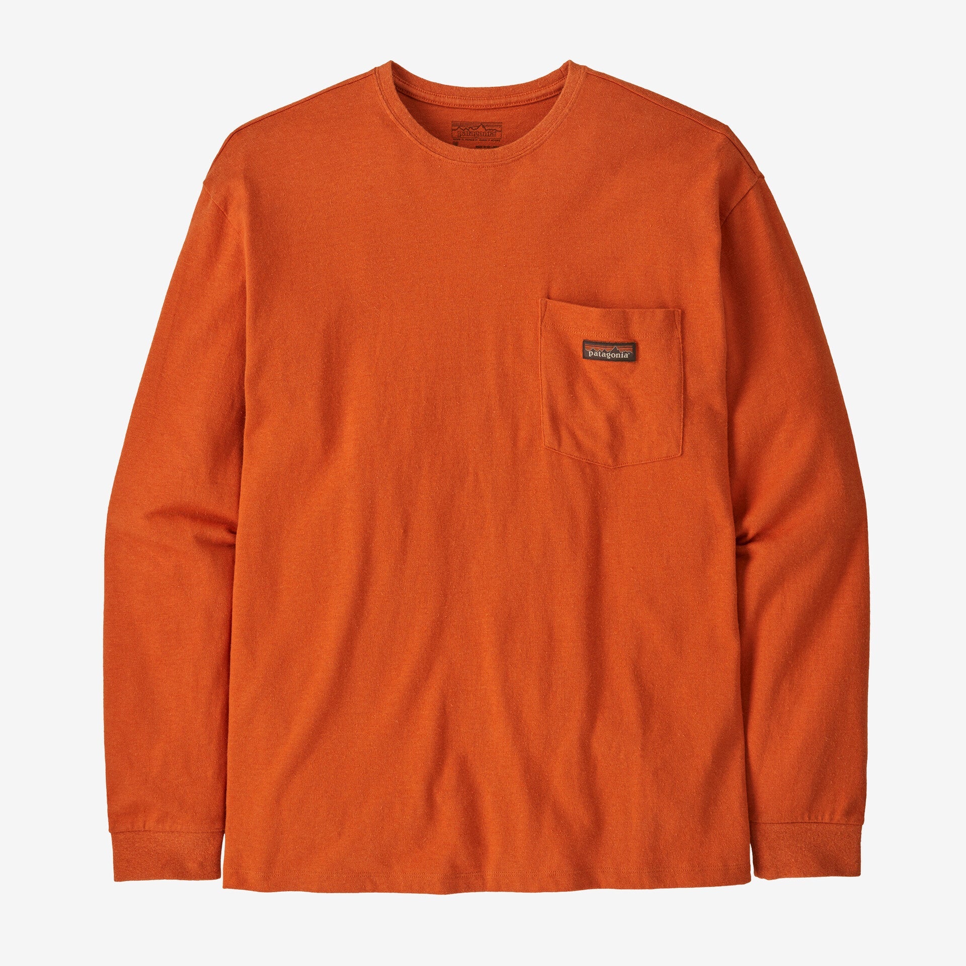 Men's Long-Sleeved Work Pocket T-Shirt - Orange