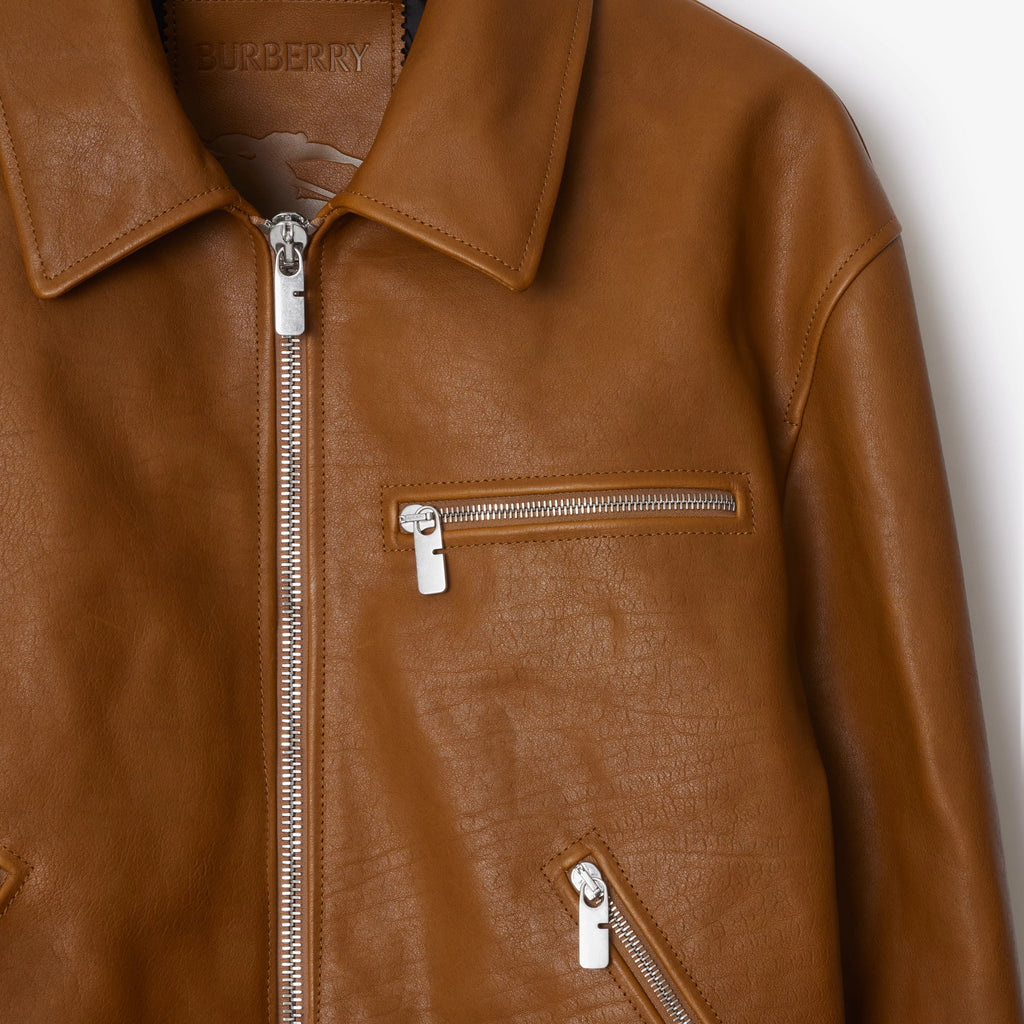 Shearling Collar Leather Jacket