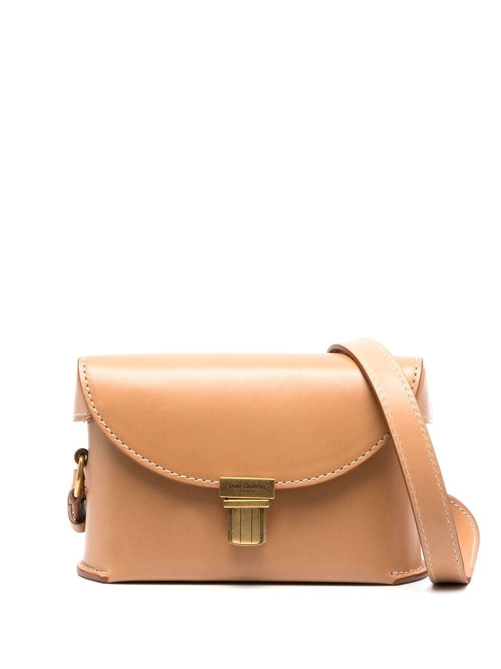 SAINT LAURENT Vintage Brown Gold Crossbody Bag FW22 for Women