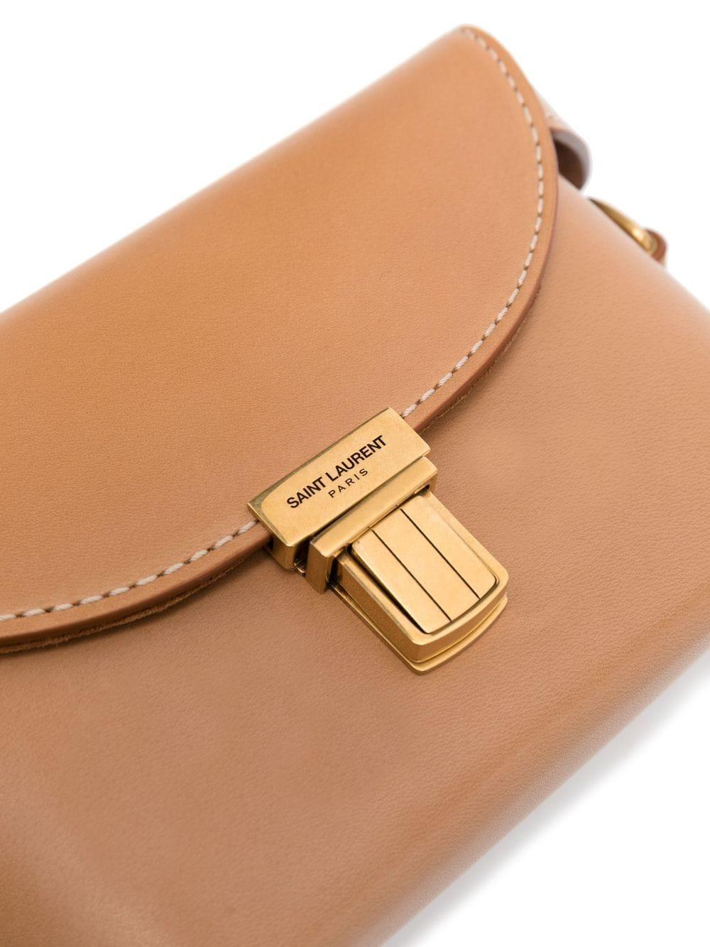 SAINT LAURENT Vintage Brown Gold Crossbody Bag FW22 for Women