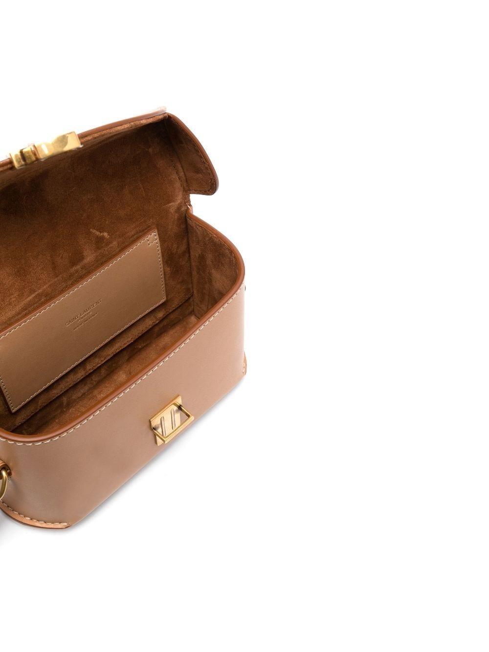 SAINT LAURENT Vintage Brown Gold Crossbody Bag FW22 for Women