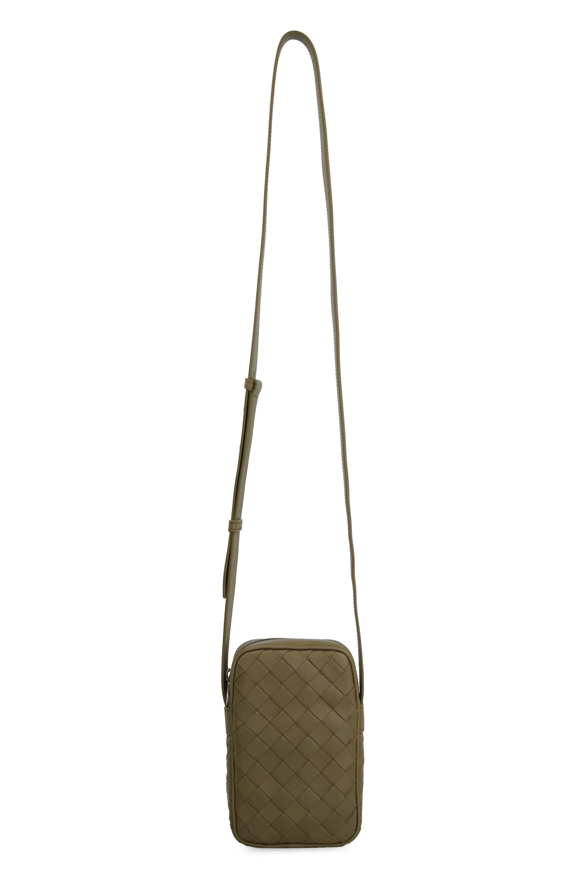 BOTTEGA VENETA Intrecciato Motif Leather Smartphone/Shoulder Bag for Men
