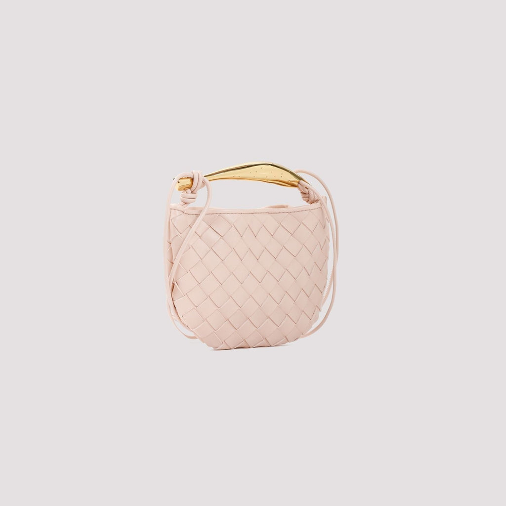 BOTTEGA VENETA Mini Sardine White Lambskin Crossbody with Gold-Tone Handle - 12x20x2.5 cm
