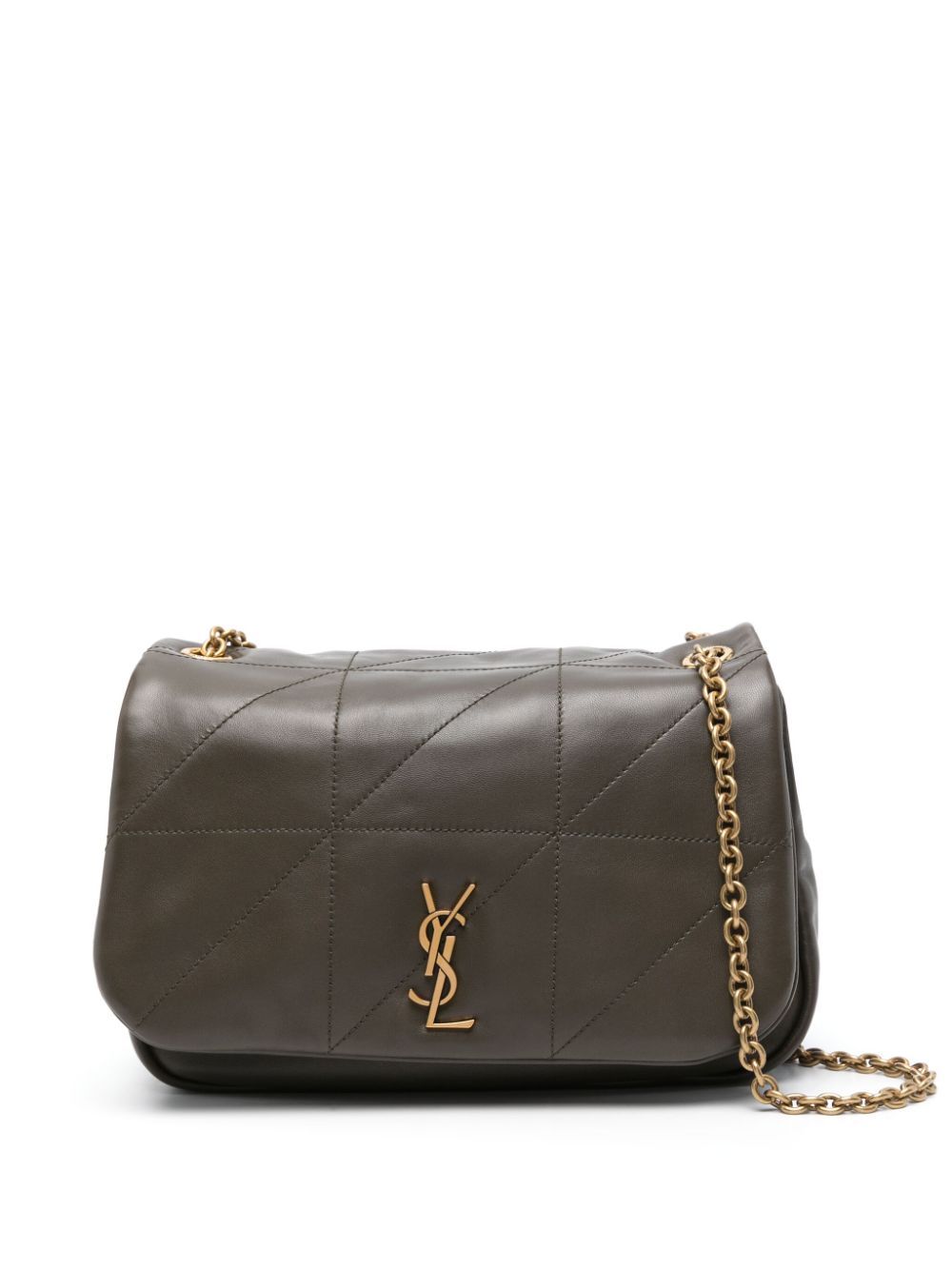 SAINT LAURENT Taupe Acolchado Logo Pouch Handbag for Women - SS24 Collection