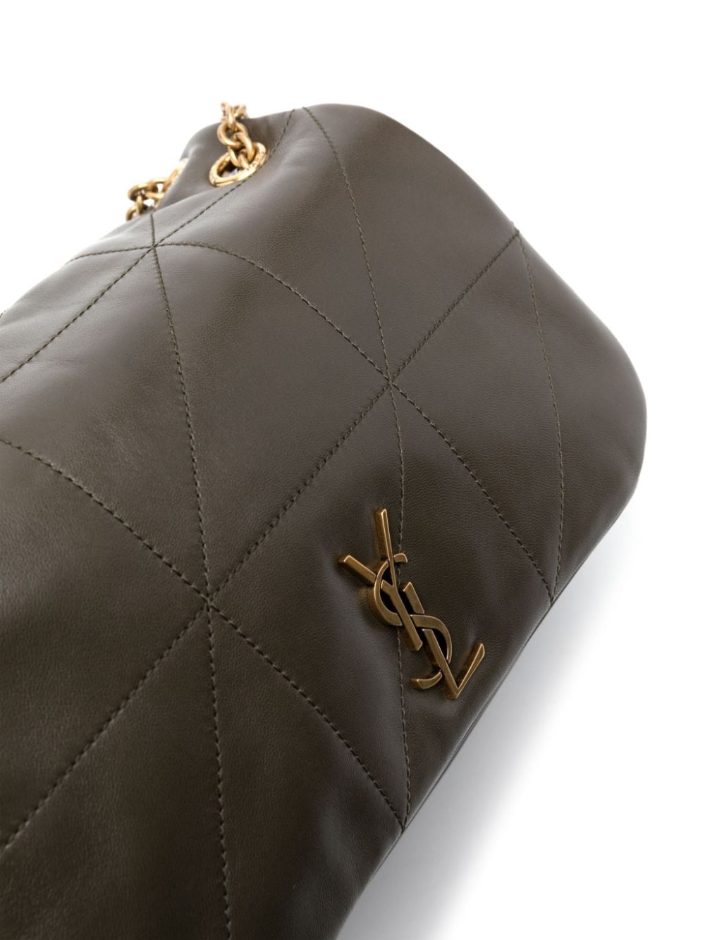 SAINT LAURENT Taupe Acolchado Logo Pouch Handbag for Women - SS24 Collection