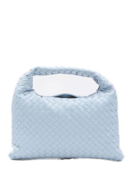 BOTTEGA VENETA Light Blue Mini Top-Handle Bag with Intrecciato Motif and Gold-Tone Hardware for Women - SS24