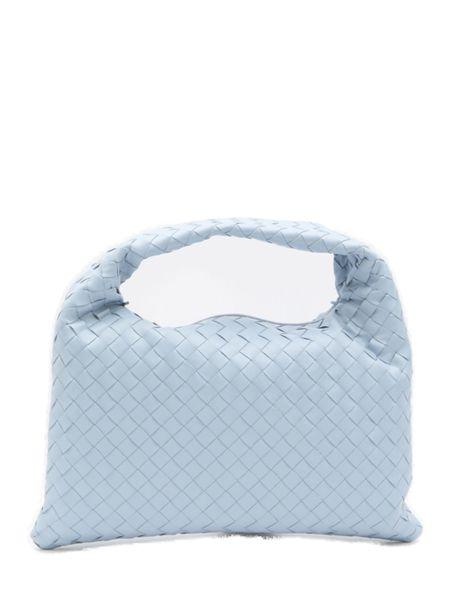BOTTEGA VENETA Light Blue Mini Top-Handle Bag with Intrecciato Motif and Gold-Tone Hardware for Women - SS24