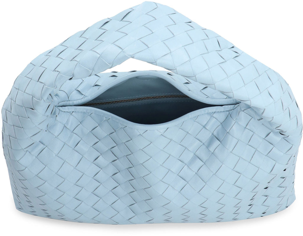 BOTTEGA VENETA Light Blue Mini Top-Handle Bag with Intrecciato Motif and Gold-Tone Hardware for Women - SS24