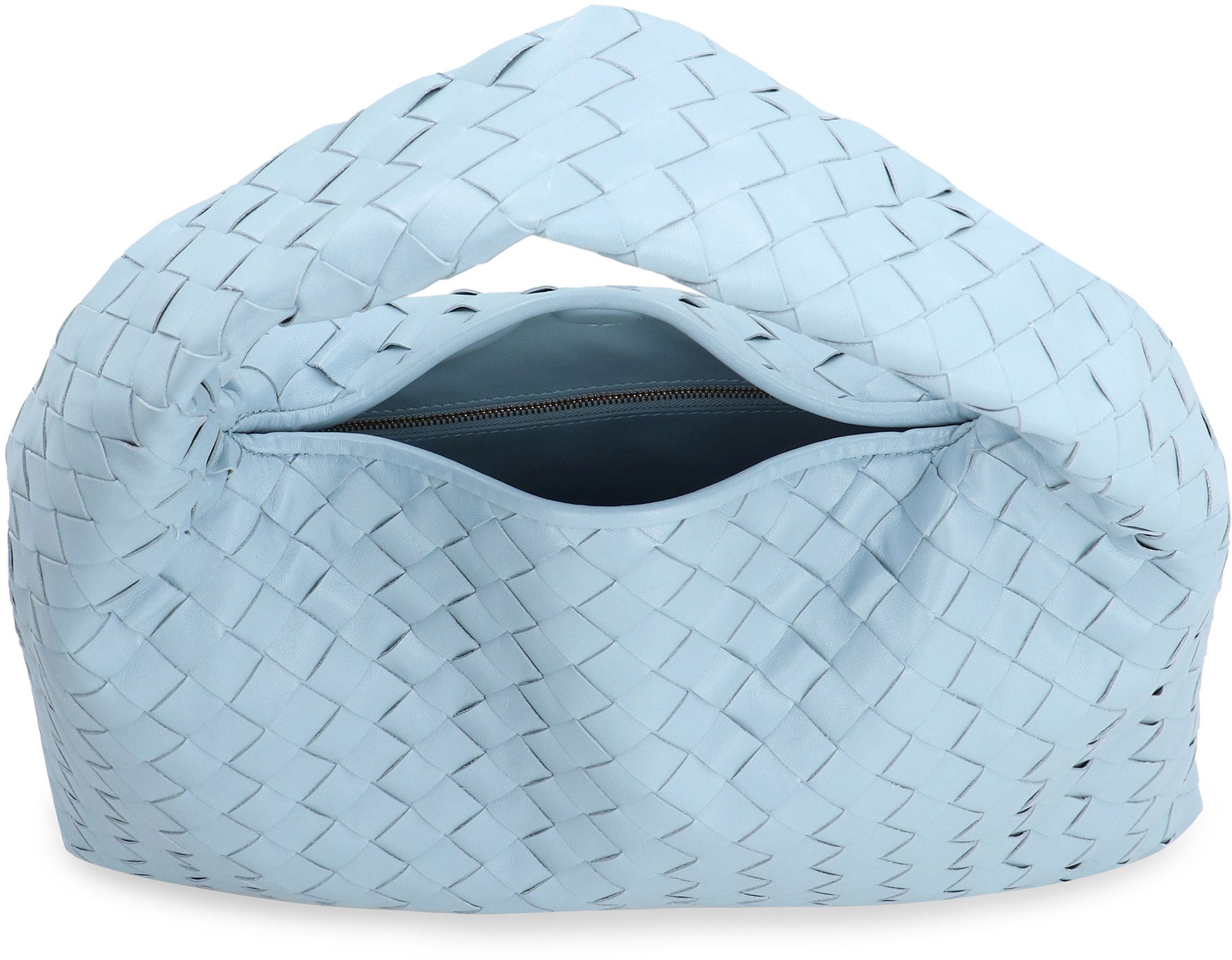 BOTTEGA VENETA Light Blue Mini Top-Handle Bag with Intrecciato Motif and Gold-Tone Hardware for Women - SS24