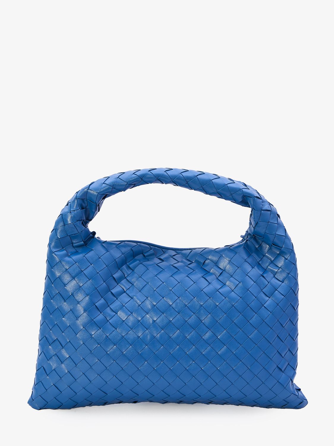 BOTTEGA VENETA Intrecciato Blue Leather Mini Top-Handle Bag with Gold-Tone Hardware