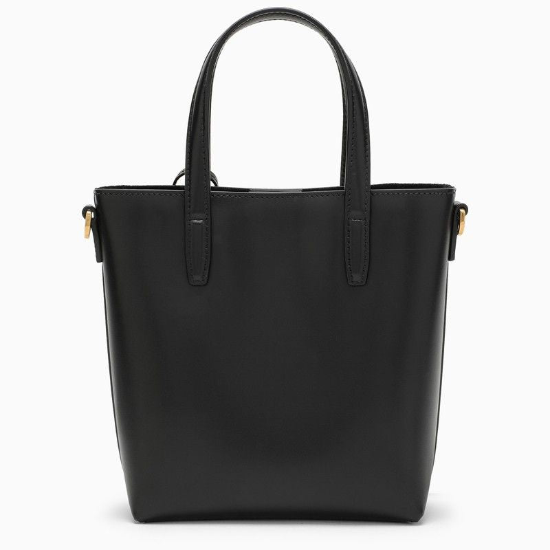 SAINT LAURENT Mini Cream Lambskin Leather Shopping Bag with Cassandre Charm and Shoulder Strap, 18x17x8cm