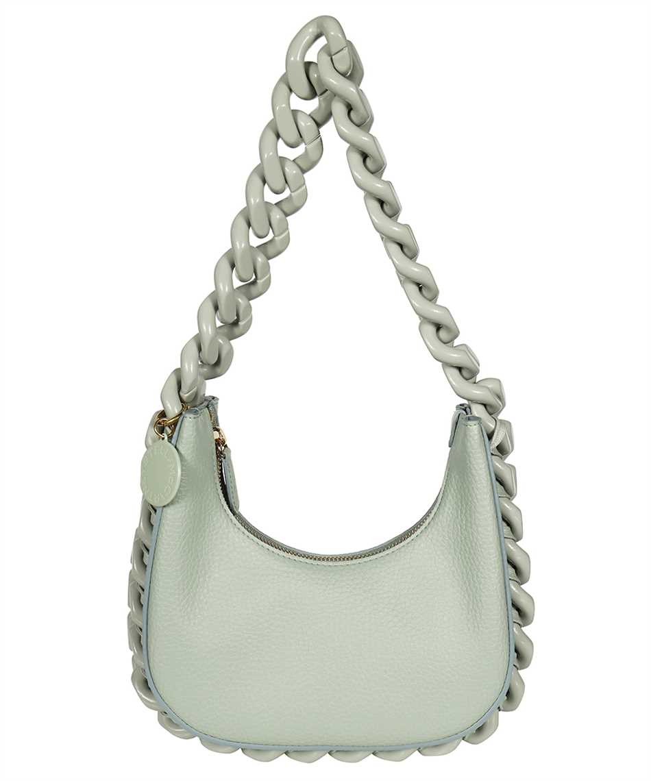 STELLA MCCARTNEY Mini Green Shoulder Handbag with Chain Strap and Eco-Suede Lining for Women, SS23