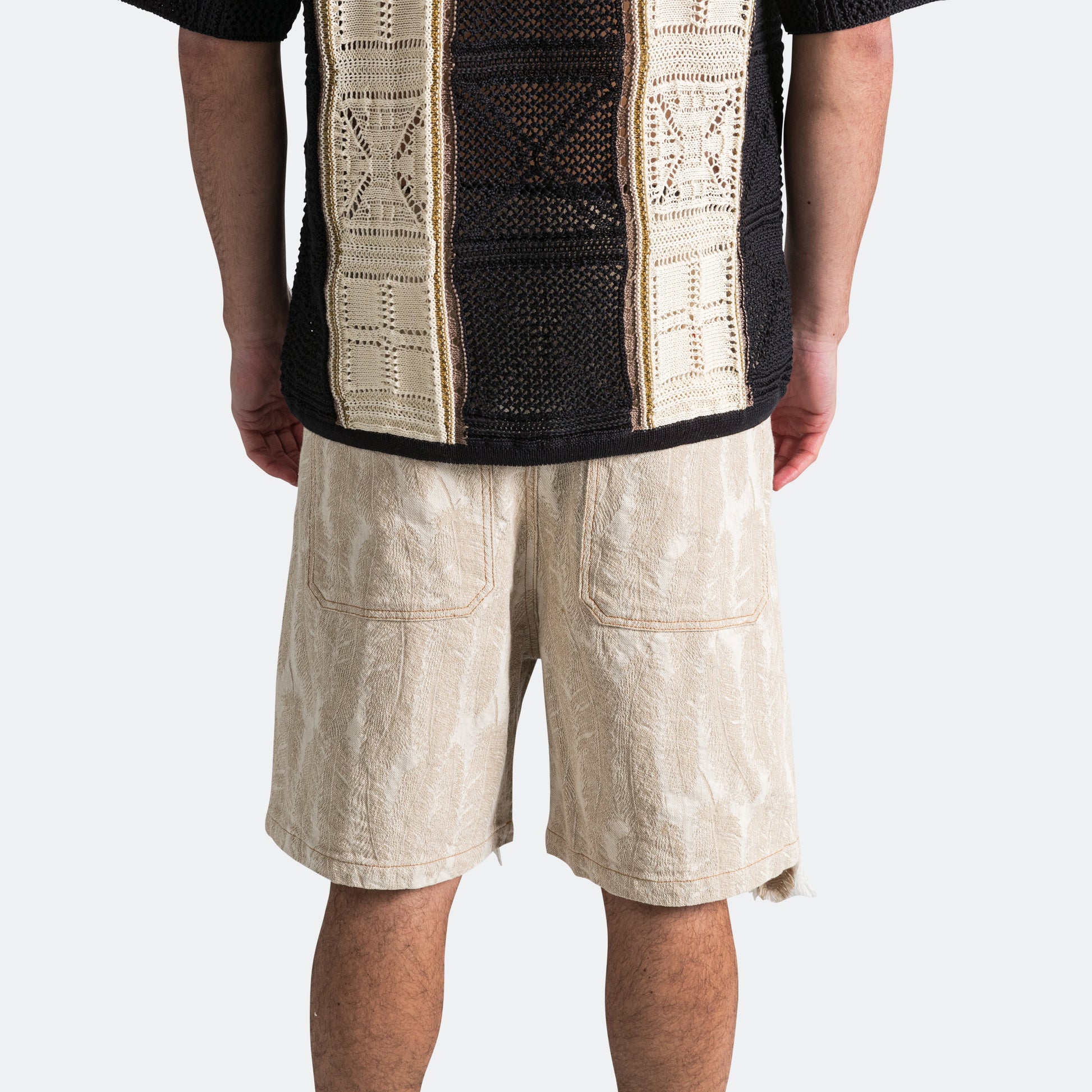 12oz MAGPIE Denim W-Knee EASY Shorts - Ecru