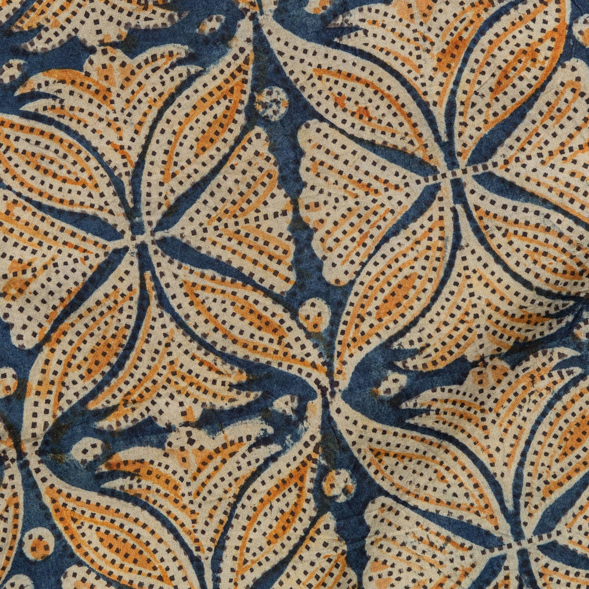 Open Collar Block Print Shirt - Blue