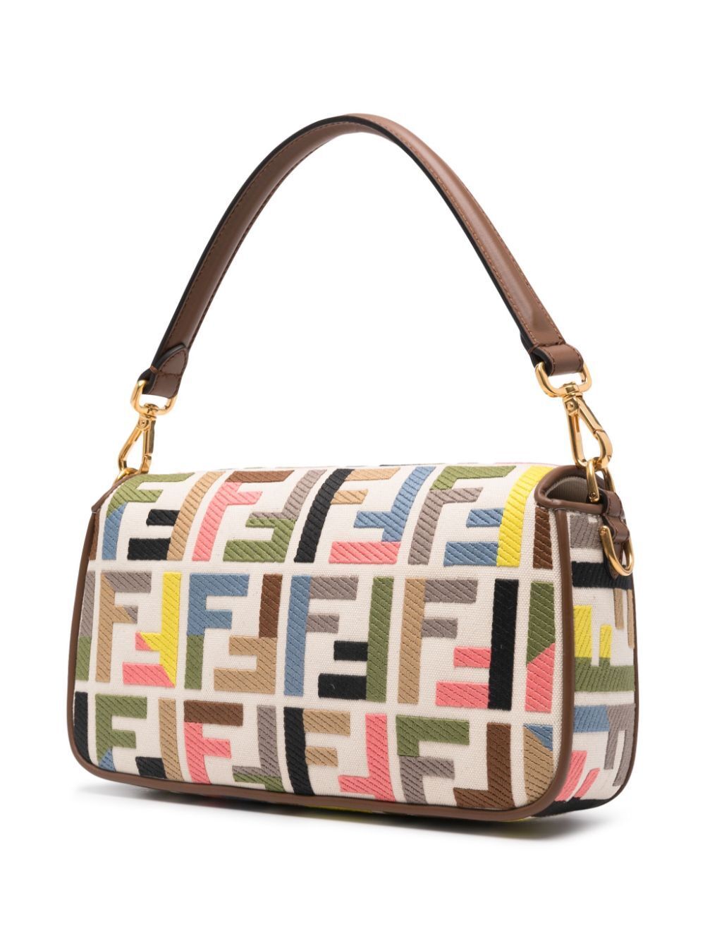 FENDI Multicolor Canvas and Leather Medium Baguette Handbag