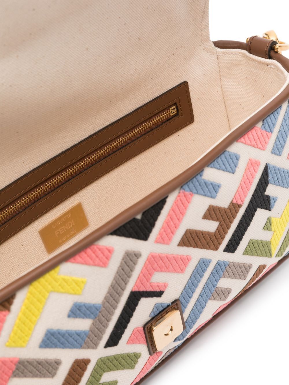 FENDI Multicolor Canvas and Leather Medium Baguette Handbag