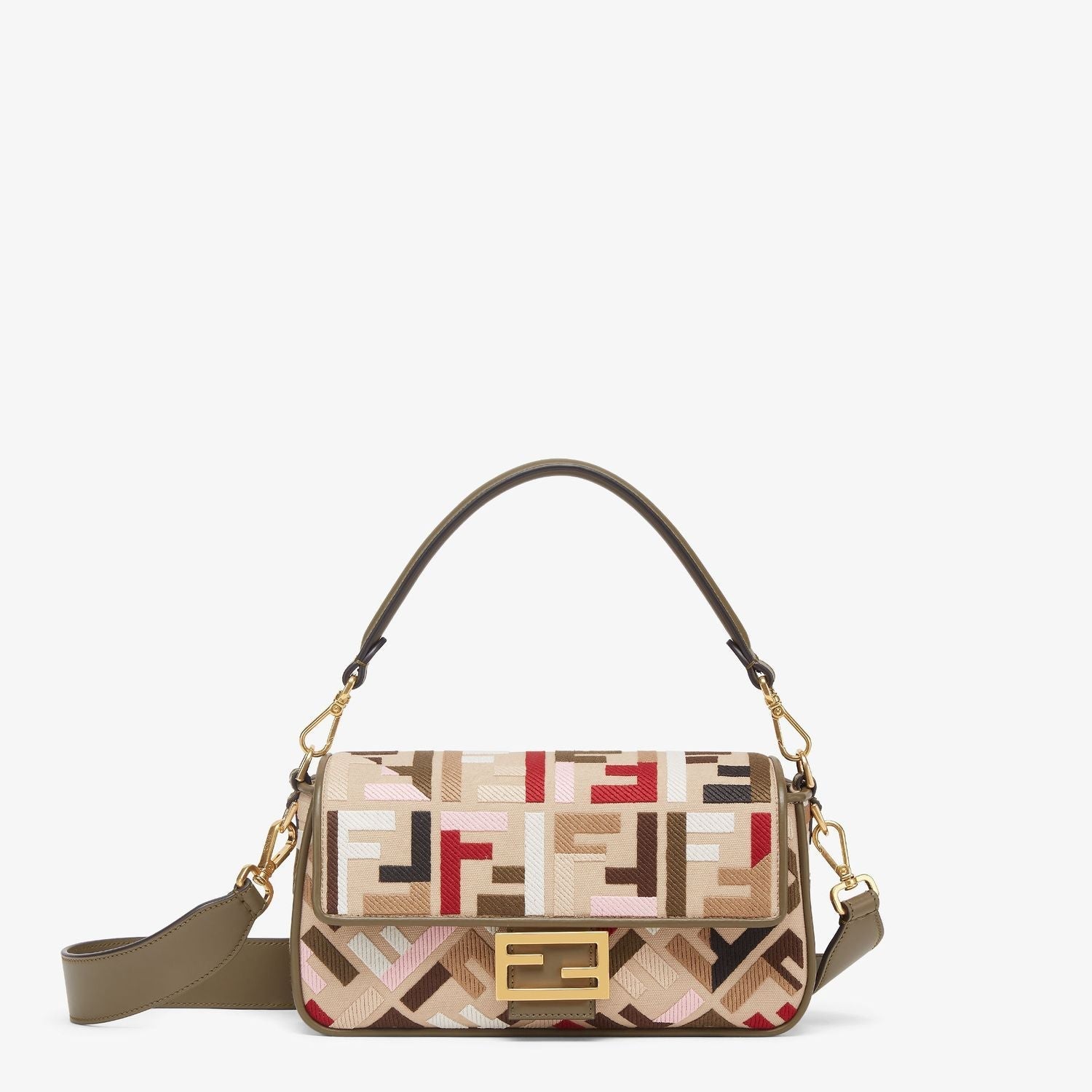 FENDI Multicolor Canvas and Leather Medium Baguette Handbag