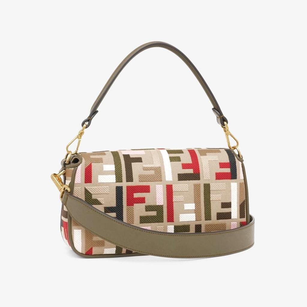FENDI Multicolor Canvas and Leather Medium Baguette Handbag