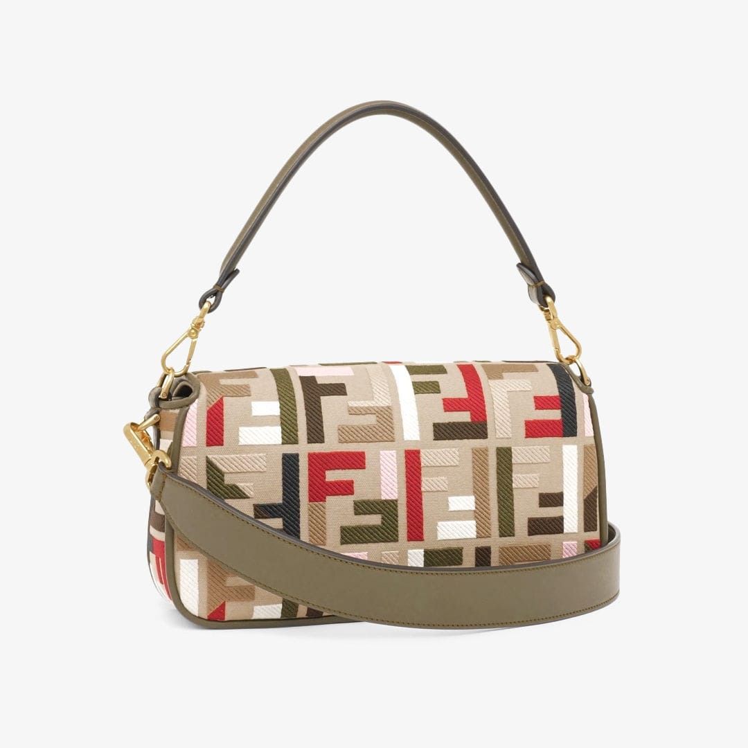FENDI Multicolor Canvas and Leather Medium Baguette Handbag